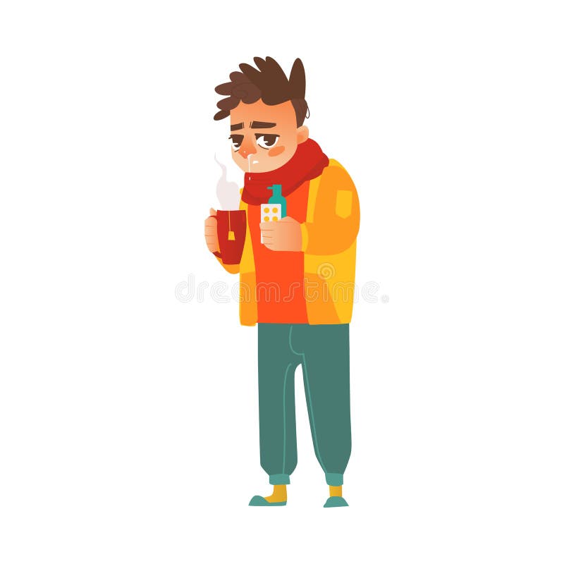 Sjukt manlidande för vektor från rinnande näsa stock illustrationer Sjukt manlidande för vektor från rinnande näsa stock illustrationer