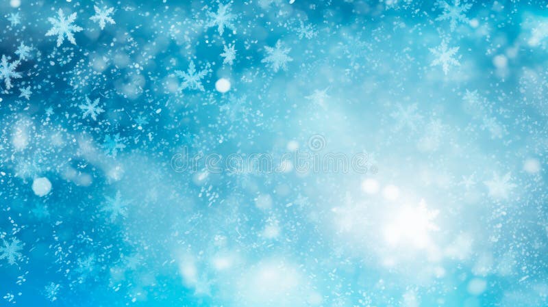 Sjunkande snöflingor bakifrån frusen textur. blå frysbakgrund med snöbrett horisontellt format royaltyfria bilder