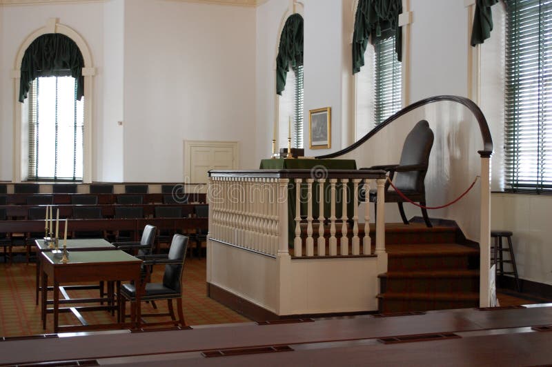 The interior of the House Chamber of the US Capital in Independence Hall in Philadelphia. The US Congress convened here from 1790 to 1800. George Washington and John Adams were sworn into office here. The interior of the House Chamber of the US Capital in Independence Hall in Philadelphia. The US Congress convened here from 1790 to 1800. George Washington and John Adams were sworn into office here.