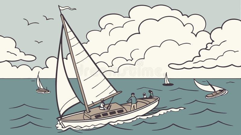 Sjöfartshorisonten för sjöresor och sjöäventyr samt vektordesign för sjöresor Generativ AI vektor illustrationer