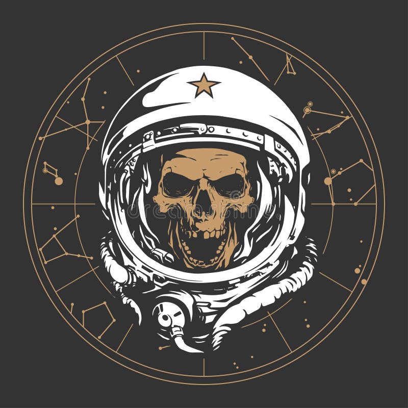 Skalleastronautillustration stock illustrationer Skalleastronautillustration stock illustrationer