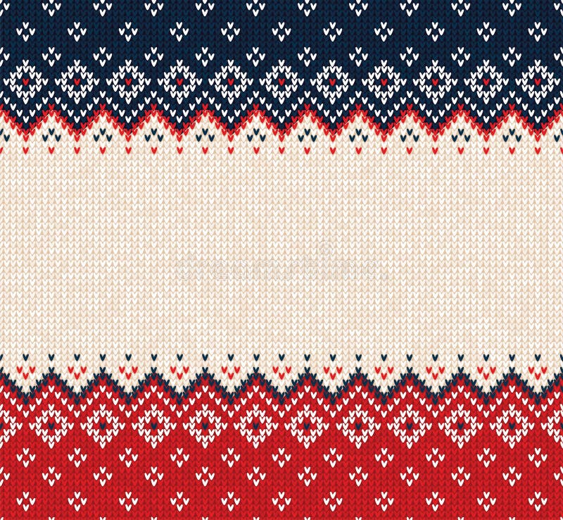 Skandinavische Art der hässlichen Strickjacke Verzierung froher Weihnachten strickte nahtlose Rahmengrenze des Hintergrundes