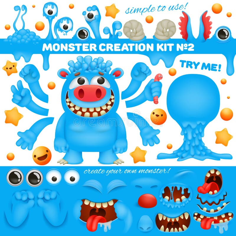 Skapandesats för monster emoji-tecknade tecken Diy-samling