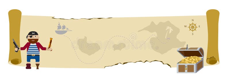 Skarbu pirata mapy płaski wektorowy tło royalty ilustracja Skarbu pirata mapy płaski wektorowy tło royalty ilustracja