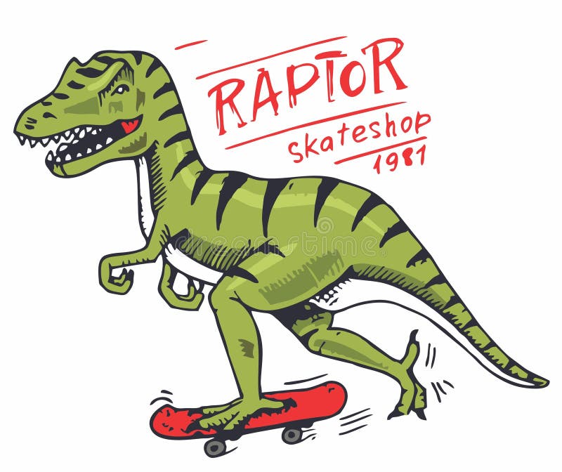 Skate Dinosaur Print Vector Art Stock Vector Illustration of cute
