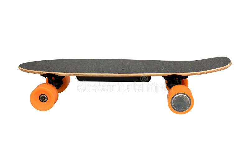 Skate with Orange Wheels Isolated on White Background Stock Photo