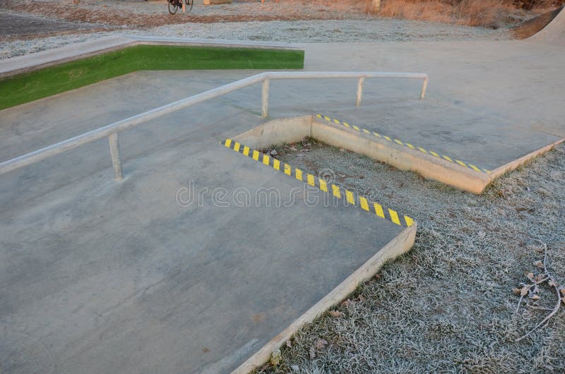Skateboard Park with Concrete Cement Surface with Concrete Skateboard ...