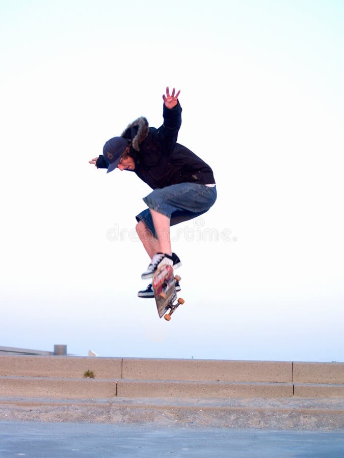 Skateboarder in the air doing a stunt
