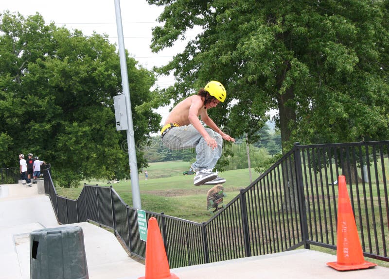 Skateboarder Jumping High