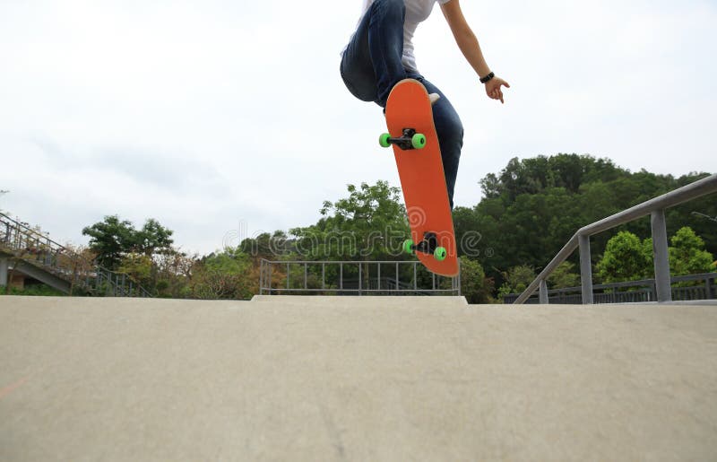 Skateboarder Legs Riding Skateboard Stock Image - Image of girl ...
