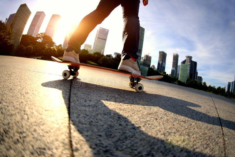 Skateboarder Skateboarding at City Stock Image Image of gliding