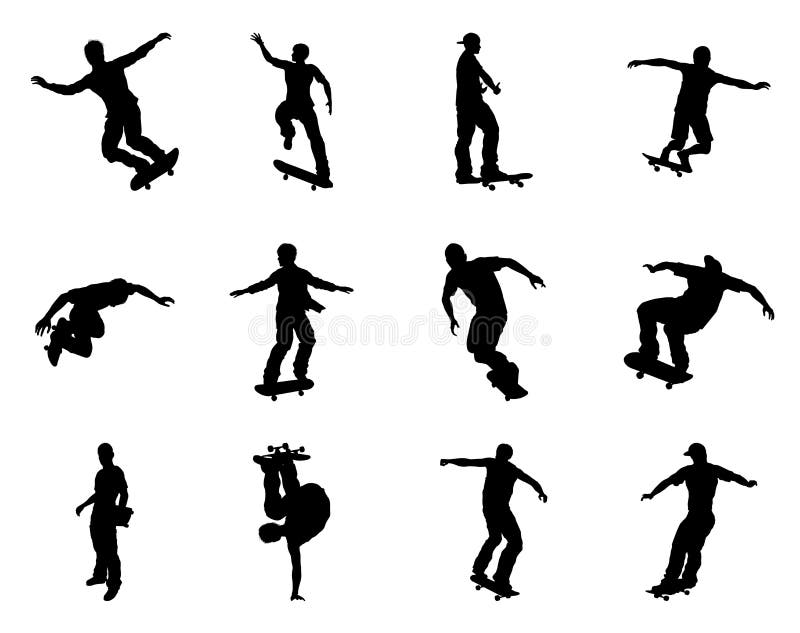 Skateboarderkonturer vektor illustrationer