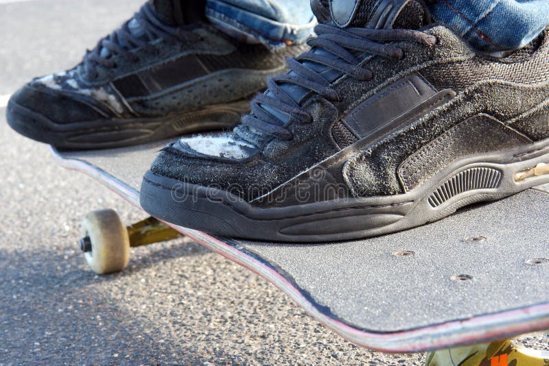 Old Worn Out Skateboarding Shoes Stock Image Image of classic