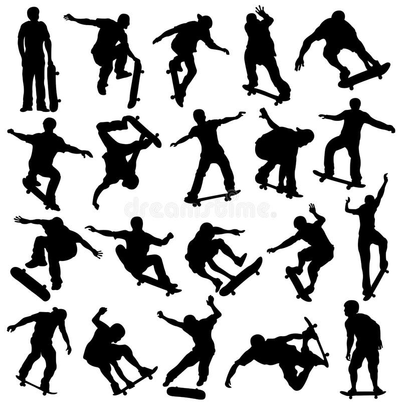 Skateboarding kontur, skateboradåkare, extrem sport vektor illustrationer