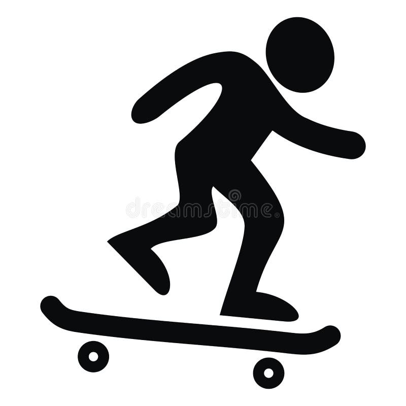 Skateboarding, silhueta preta, ícone do vetor ilustração royalty free Skateboarding, silhueta preta, ícone do vetor ilustração royalty free