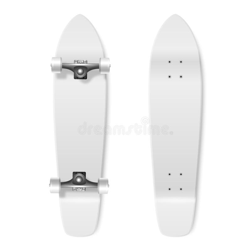 Skateboarding. Vector Realistic 3d Render Blank White Skateboard Icon Set Closeup Isolated on White Background. Design royalty free illustration