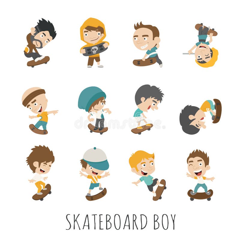 Skateboardpojke stock illustrationer Skateboardpojke stock illustrationer