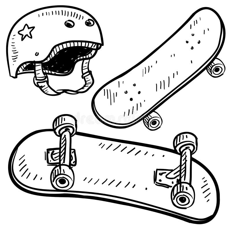 Skateboardutrustningvektor stock illustrationer