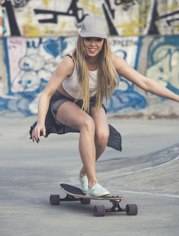 Skater Girl stock image. Image of posing, lifestyle, board - 60699995