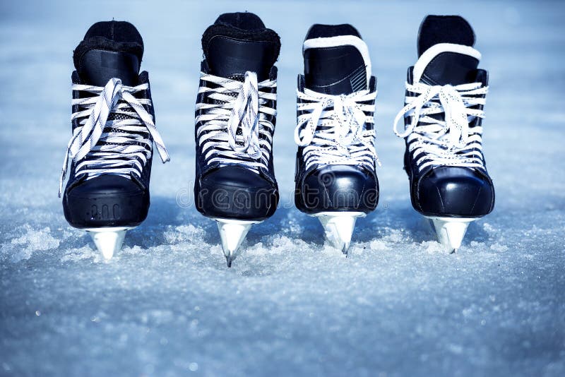 Skates for Winter Sports in the Open Air on the Ice. Stock Image Image of active, equipment