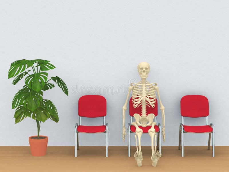 Skelet in een wachtkamer vector illustratie