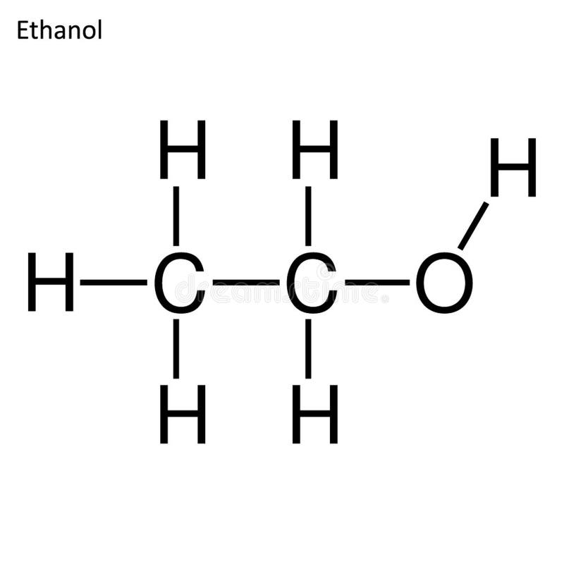 Skeletachtige formule van Ethylalcohol vector illustratie