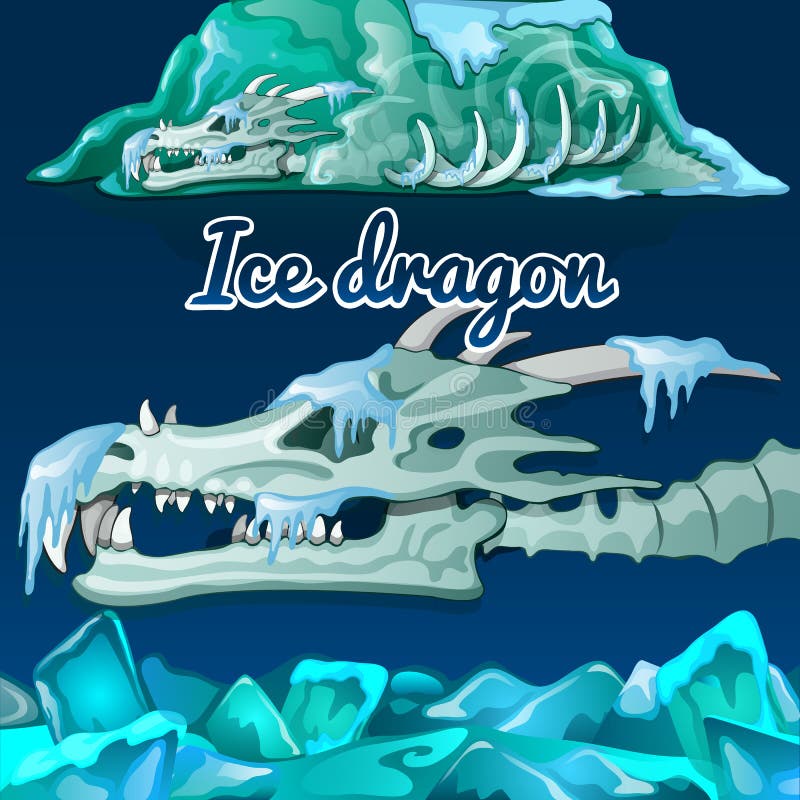 Skeleton of a dragon that was frozen in the ice royalty free illustration Skeleton of a dragon that was frozen in the ice royalty free illustration