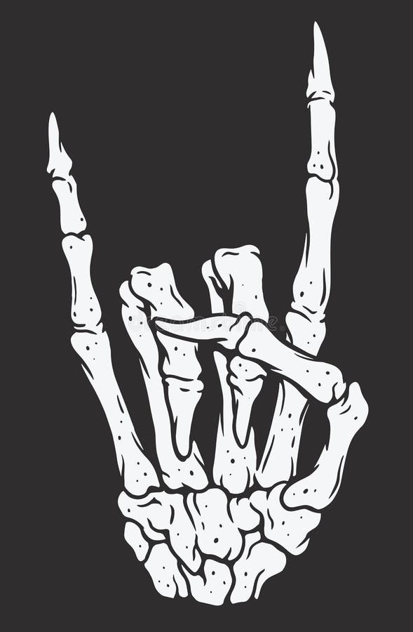 rock on skeleton hand background