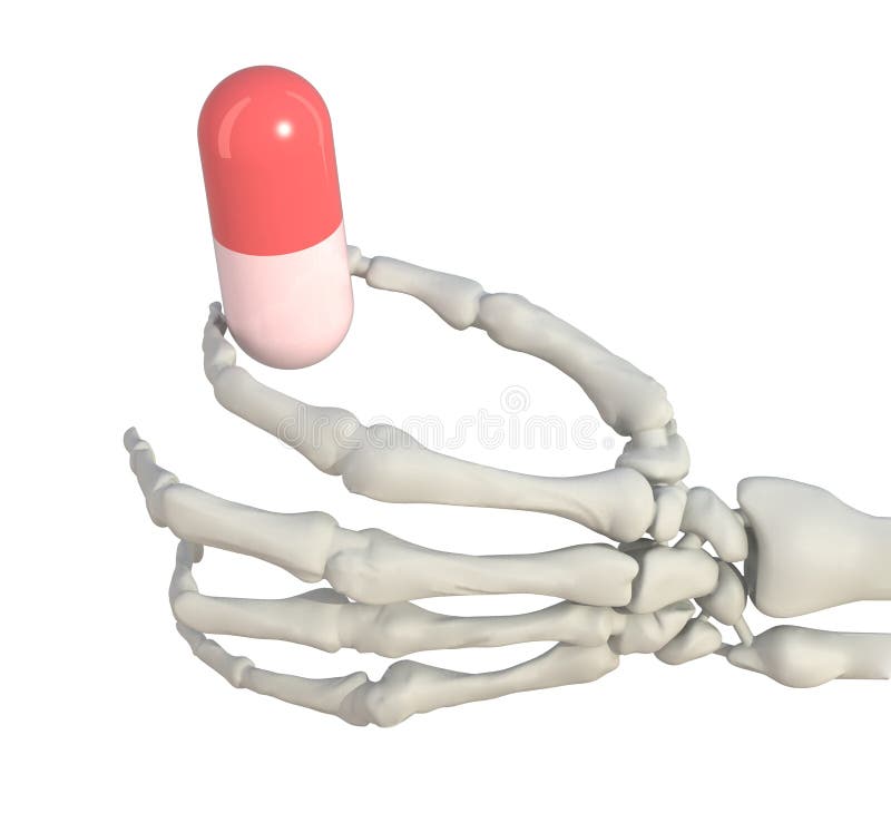 Skelett arzneimittel Pille  dreidimensional illustrationen.