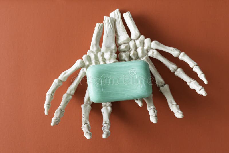 Skeleton Hands Holding a Bar of Soap Stock Photo Image of washroom