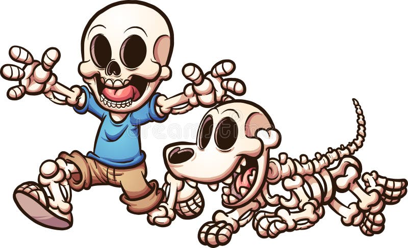 Skeleton Junge und Hund lizenzfreie abbildung Skeleton Junge und Hund lizenzfreie abbildung
