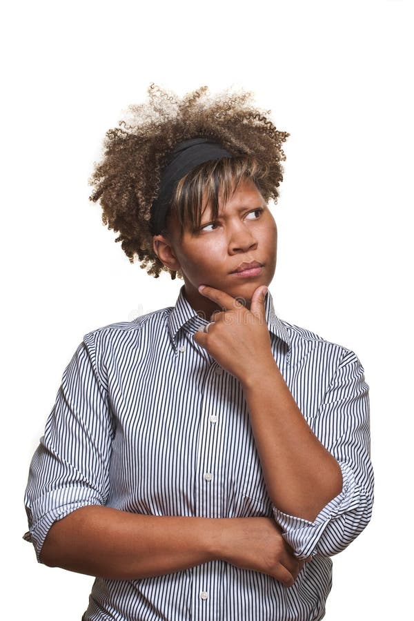 Skeptical Young African Woman Looks Away