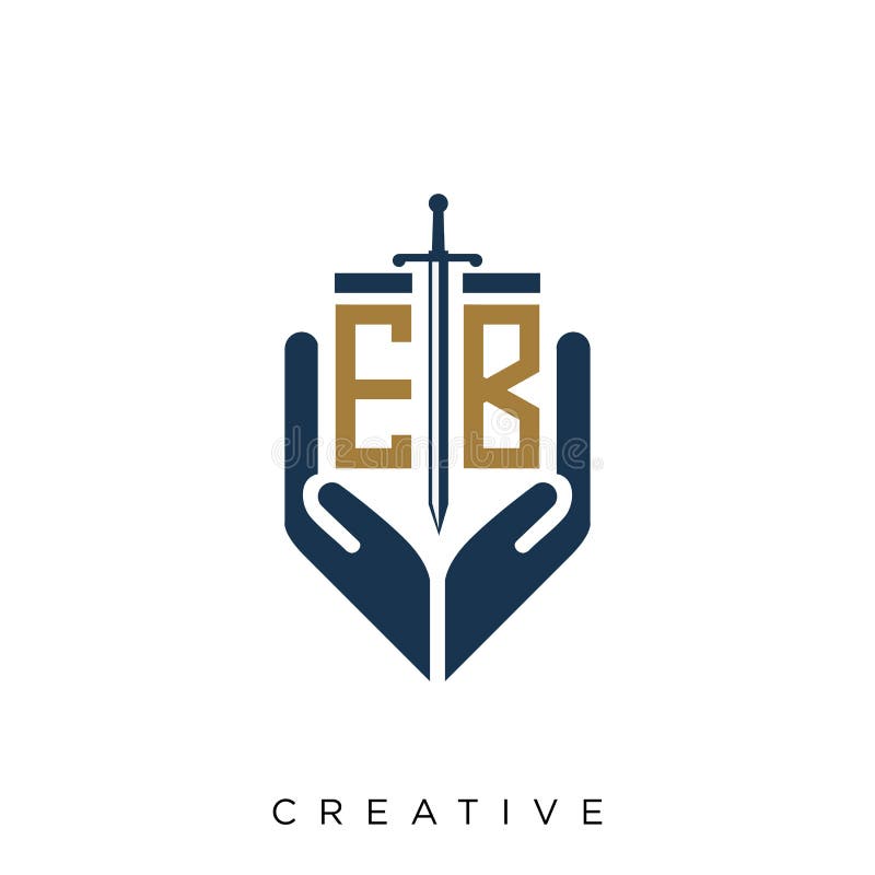 EB hand sword logo design symbol