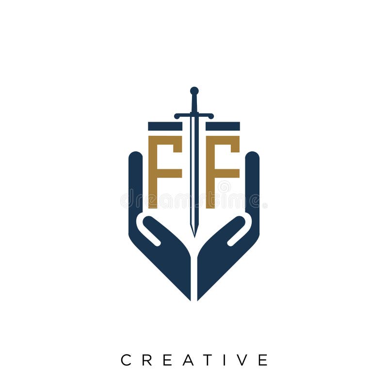 FF hand sword logo design symbol