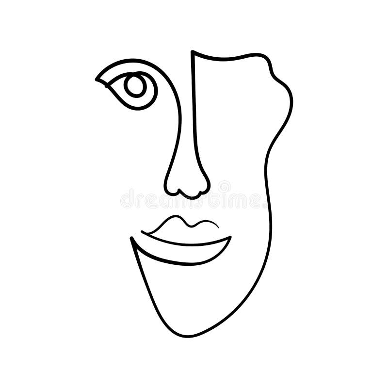 Sketch of Abstract Human Face Drawn by a Single Line. Stylish Minimalistic  Icon, Logo. Vector Illustration. Stock Vector - Illustration of nose,  minimalistic: 167072779