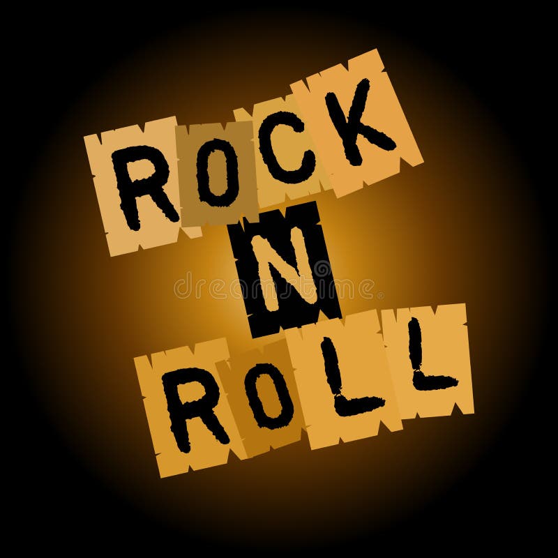 Rock and roll inscription on paper, on a brownish black background royalty free illustration Rock and roll inscription on paper, on a brownish black background royalty free illustration