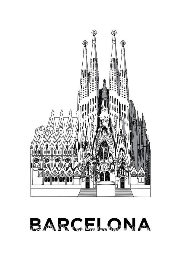 The sketch of Basilica and Expiatory Church of the Holy Family in Barcelona
