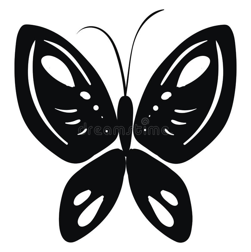 Sketch of a black butterfly White background