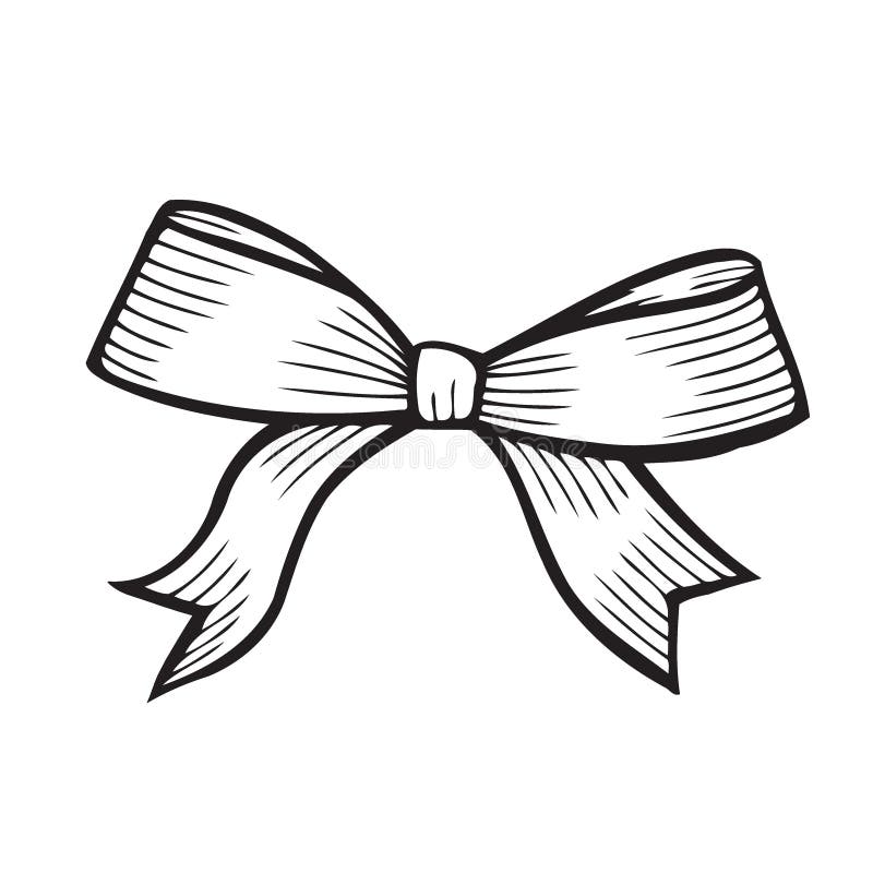 Sketch Bow with Ribbon stock vector. Illustration of black - 132406673