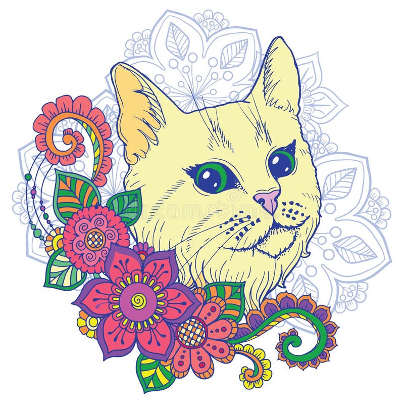 mandala cat stock illustrations – 1041 mandala cat stock