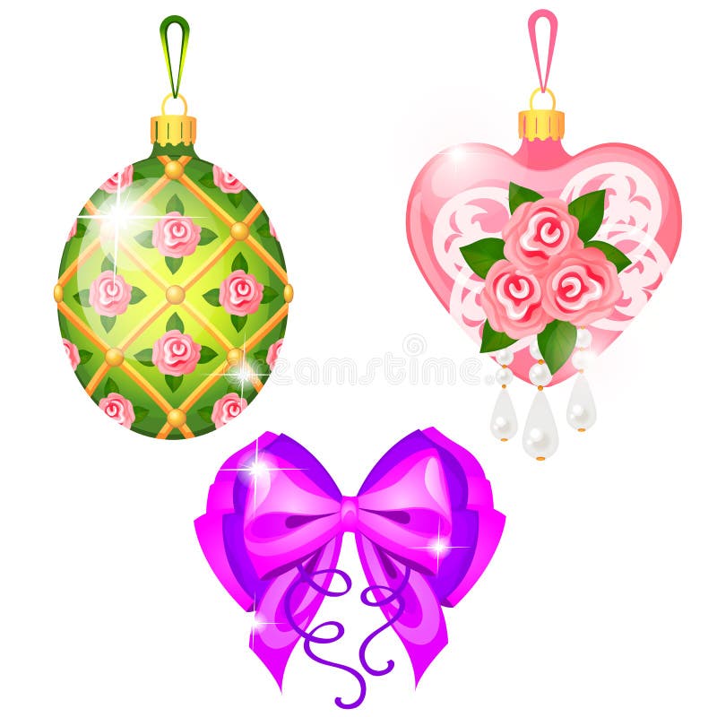 Sketch With Christmas Tree Decorations Different Forms Isolated On