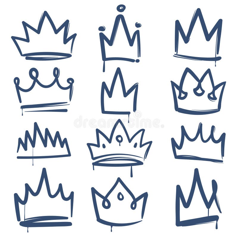 Sketch crown. Queen king crowns tiara luxury royal diadem imperial coronation outline decoration jewel doodle drawn