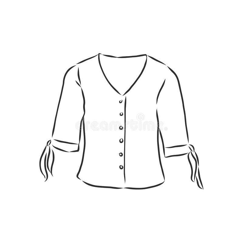 Woman`s shirt sketch, women`s blouse, shirt, vector sketch illustration. Woman`s shirt sketch, women`s blouse, shirt, vector sketch illustration