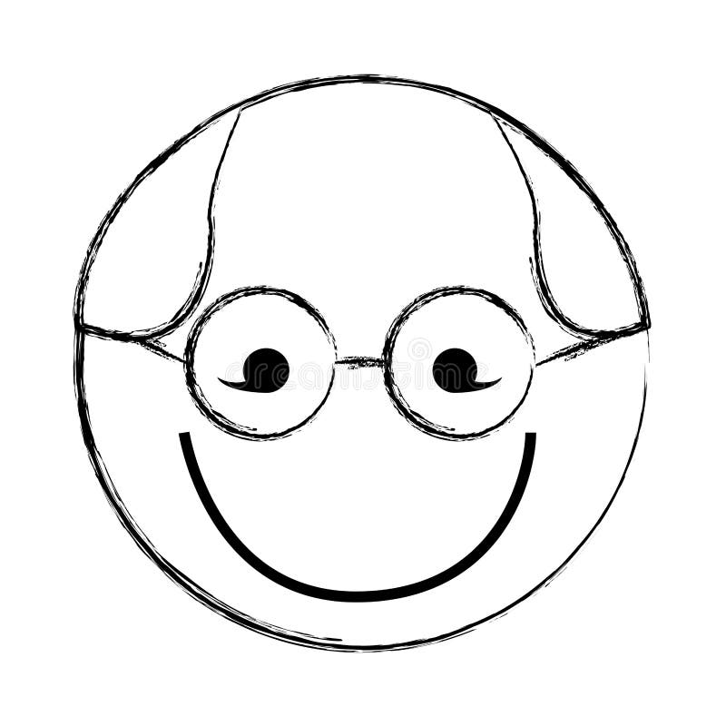 Sketch Draw Round Glasses Man Face Cartoon Stock Vector - Illustration ...