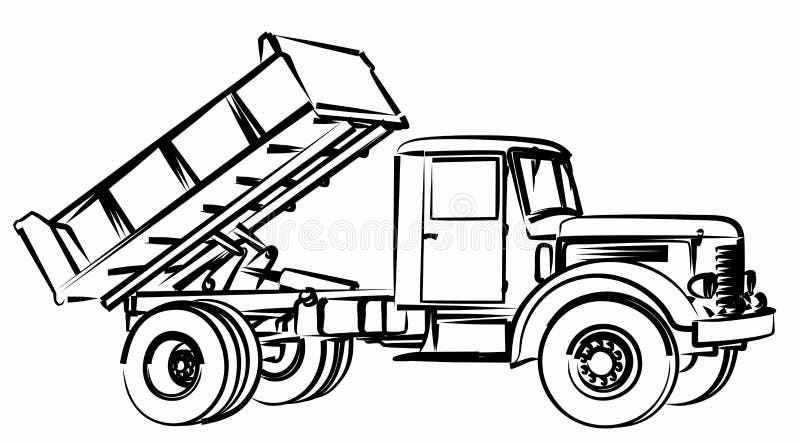 Clipart Dump Truck Drawing - Clipart of an orange dump truck emitting