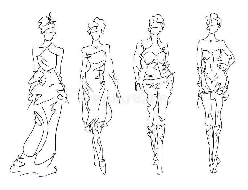 Sketch Fashion Poses Stock Illustrations – 292 Sketch Fashion Poses ...