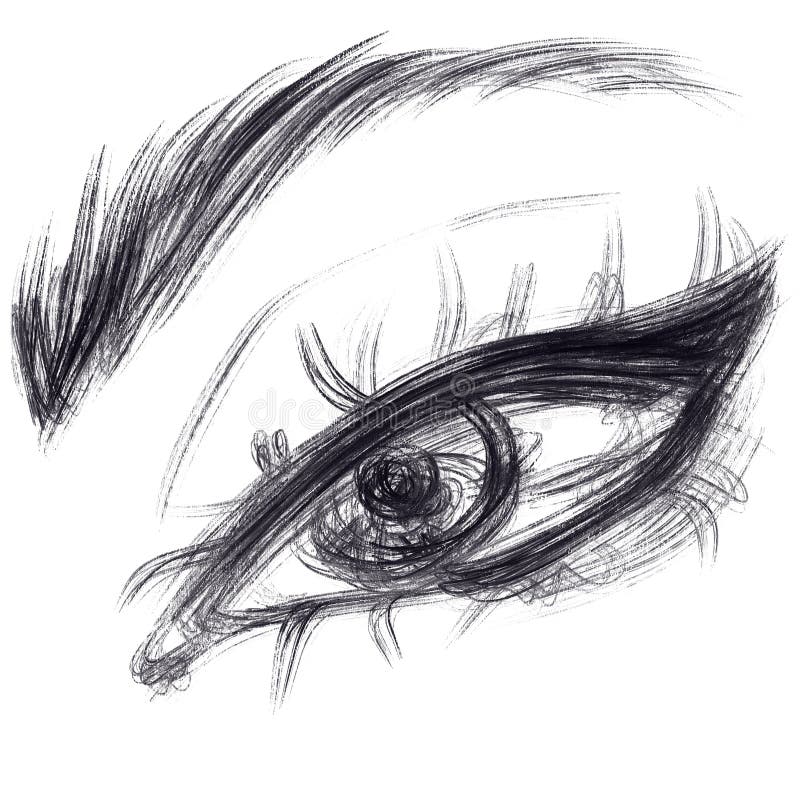 Sketch female eye large black graphics for Design royalty free illustration