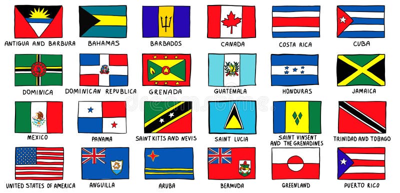 Flags of North and South America Stock Illustration - Illustration of ...