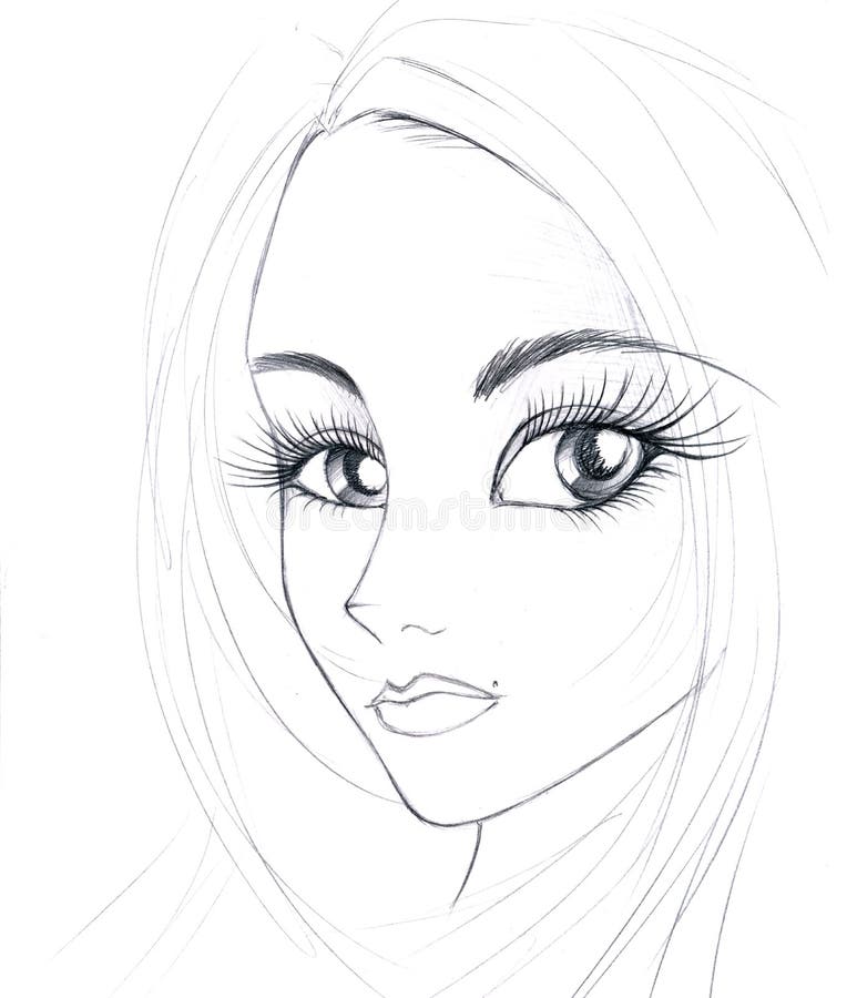 Sketch of girl s face