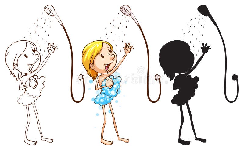 Girl Taking Shower Stock Illustrations 437 Girl Taking Shower